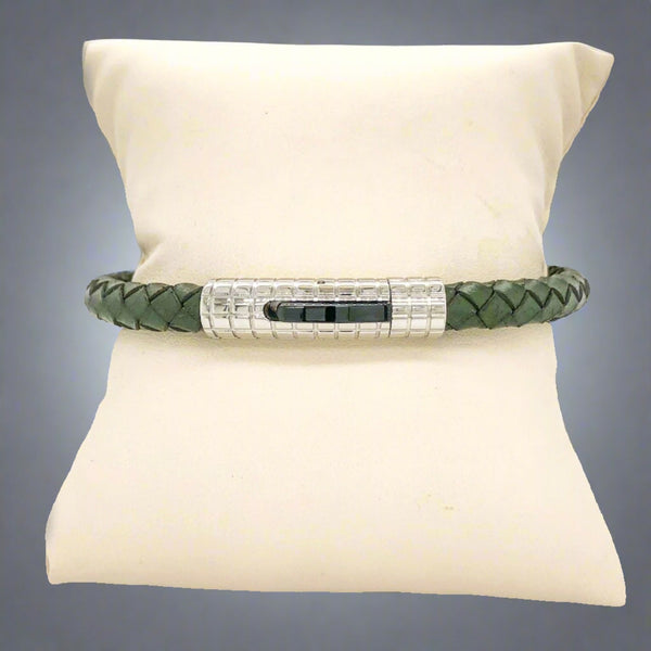 STST Green Braided Leather Bracelet - Walter Bauman Jewelers