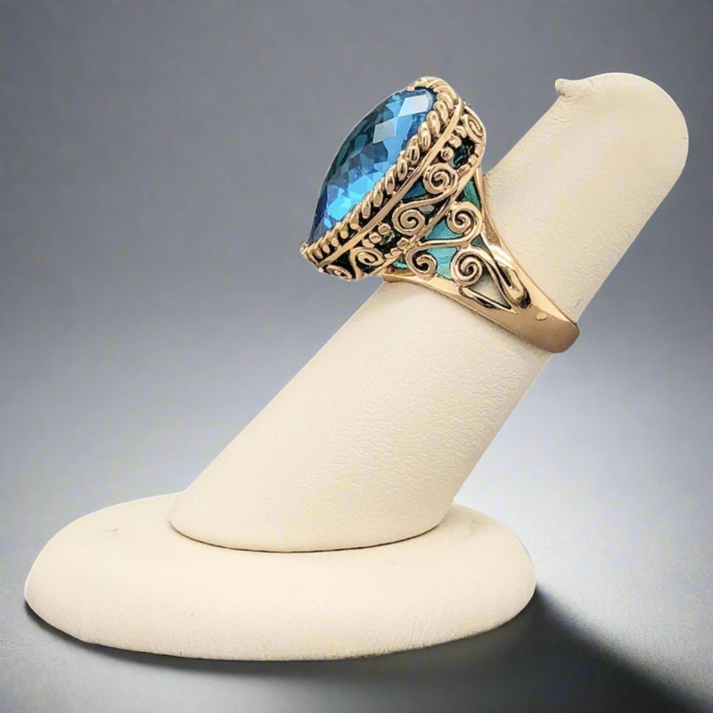 YGP Blue CZ Heart Ring - Walter Bauman Jewelers
