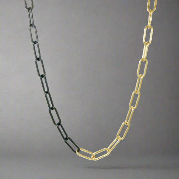 YGP Over Brass and Black Enamel Paperclip Chain - Walter Bauman Jewelers