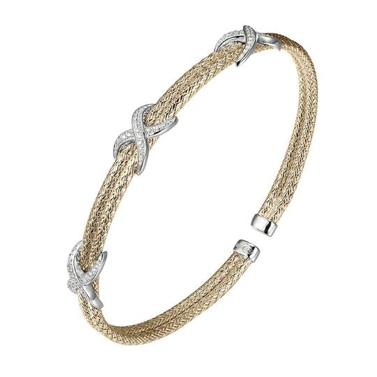 YGP Sterling 2mm Bangle with 3 Cubic Zirconia 'X' - Walter Bauman Jewelers