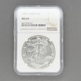 Estate 0.999 Fine Silver 1987 American Silver Eagle NGC MS 69 b