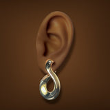 Estate 14K Y Gold Electroformed Teardrop Hoop Earrings