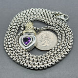 Estate David Yurman SS 14 Amethyst Heart Enhancer 32” Pendant