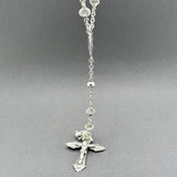 Estate SS Rosary Crucifix 33” Necklace