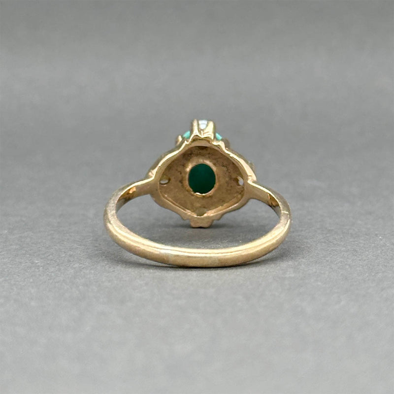 Estate 10K Y Gold Pearl & 1.80ct Turquoise Ring