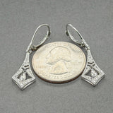 Estate 14K W Gold D/C Dangle Earrings