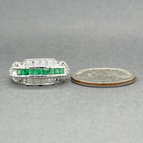 Estate 14K W Gold 0.40ctw Emerald & 0.07ctw Diamond Ring