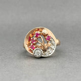 Estate Bague « Art Modern » en or 14 carats R, rubis 0,24 carat et diamant 0,17 carat au total