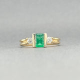 Estate 14K Y Gold 0.45ct Emerald & 0.15ctw Diamond Ring