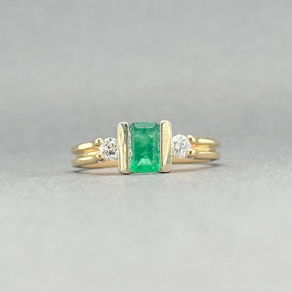 Estate 14K Y Gold 0.45ct Emerald & 0.15ctw Diamond Ring