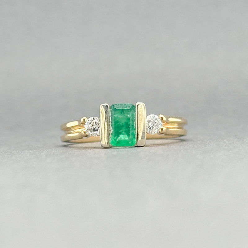 Estate 14K Y Gold 0.45ct Emerald & 0.15ctw Diamond Ring