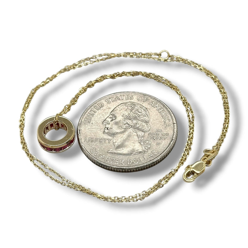 14K Y Gold 0.52ctw Ruby Rondell Pendant