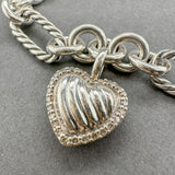 Estate David Yurman SS Diamond Heart Charm Bracelet