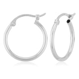 14k W Gold 1.5x15mm Hollow Hoop Earrings