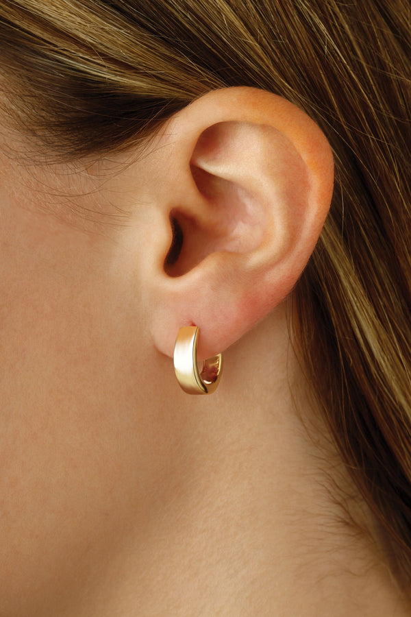 14k Y Gold  7X12mm Solid Hinged Hoop Earrings