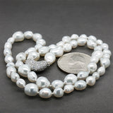 Estate Platinum 0.60ctw Diamond & Freshwater Pearl Bean Necklace