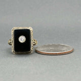 Estate 14K Y Gold Art Deco 2.68ct Onyx & 0.12ct Diamond Ring