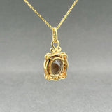 Estate 14K Y Gold 2.31ct Smoky Quartz & 0.07ctw Diamond Pendant
