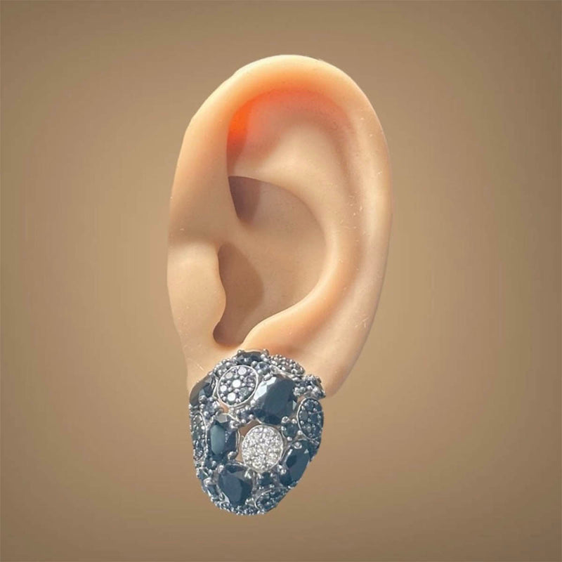 Estate Roberto Coin 18K W Gold 15.13ctw Onyx & Diamond Earrings