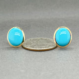 Estate 18K Y Gold Turquoise Stud Earrings