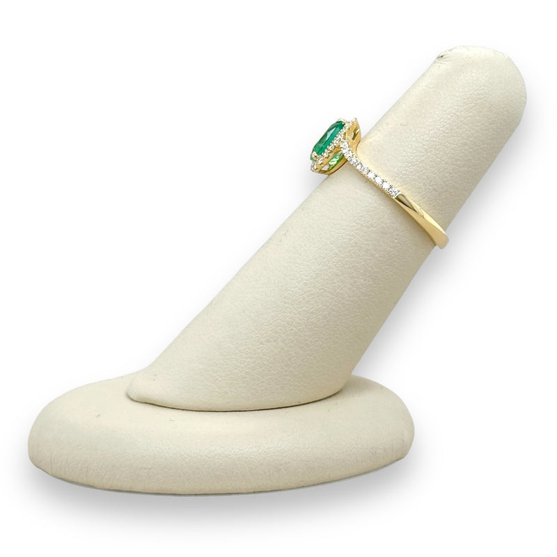 18K Y Gold 0.64ctw Emerald and G/SI1 0.24ctw Diamond Ring - Walter Bauman Jewelers