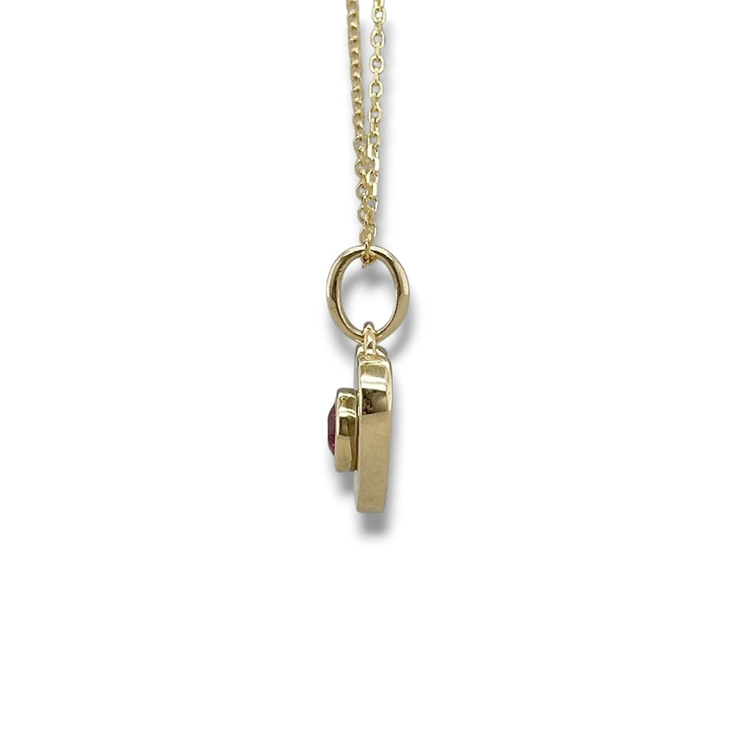 14K Y Gold 0.31ctw Ruby and MOP Bezel Set Heart Pendant