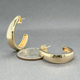 Estate 14K Y Gold 27.1mm J Hoop Earrings
