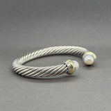 Estate David Yurman SS 14 Pearl Classic Cable Cuff Bracelet