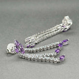 Estate 14K W Gold 6.06ctw Amethyst & Beryl Dangle Earrings
