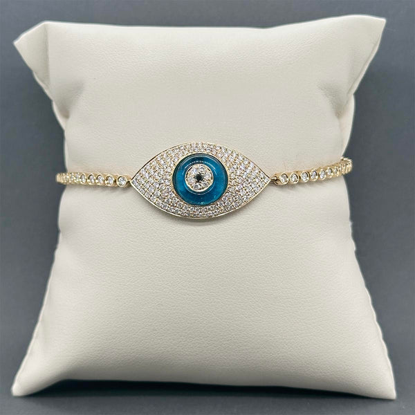 Estate 18K Y Gold 2.04ctw Sapphire & Diamond Evil Eye Bracelet