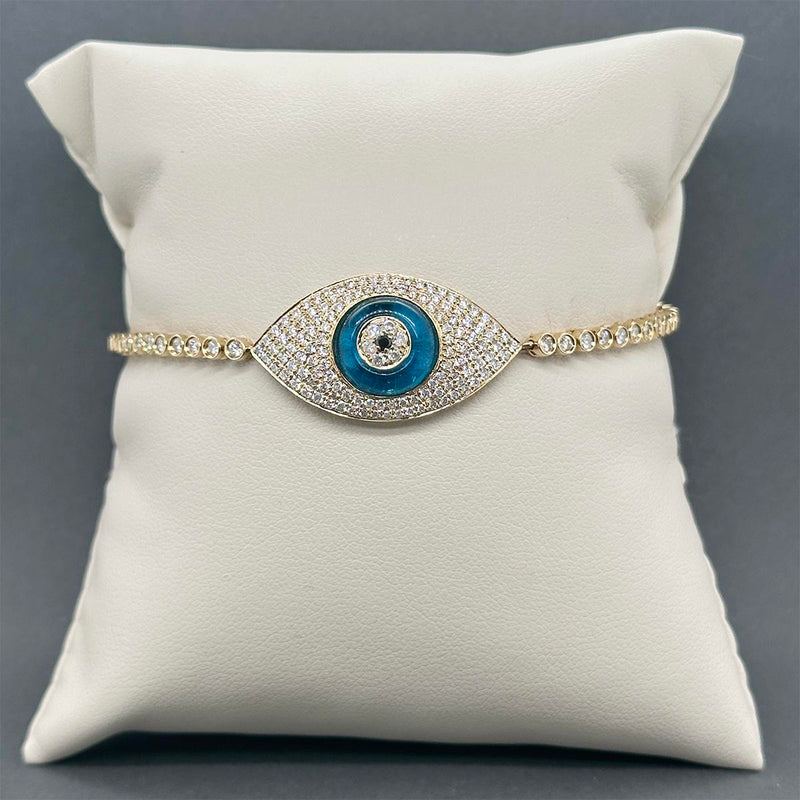 Estate 18K Y Gold 2.04ctw Sapphire & Diamond Evil Eye Bracelet