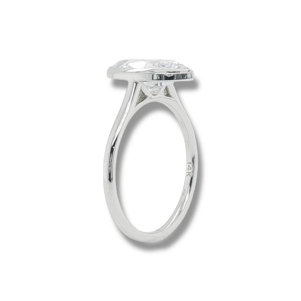 14K W Gold Marquise Shape Bezel Set Solitaire Mounting