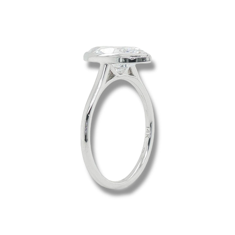 14K W Gold Marquise Shape Bezel Set Solitaire Mounting