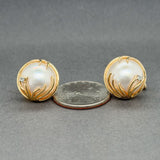 Estate 14K Y Gold Mabe Pearl & 0.08ctw J/I1 Diamond Earrings