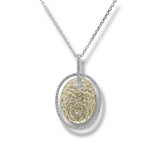 14K TT Gold 0.33ctw F/SI1 Double Oval Hammered Diamond Pendant