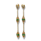 14K Y Gold 0.10ctw I-I1 Diamond and 0.73ctw Emerald Drop Earrings