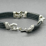 Estate Charriol Steel & 18K W Gold Cable Bracelet
