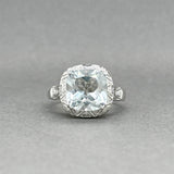 Estate 14K W Gold 5.70ct Topaz & 0.06ctw Diamond Ring