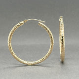 Estate 14K Y Gold Textured 37.5mm Hoop Earrings