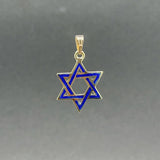 Estate 14K Y Gold Blue Enamel Star of David Pendant