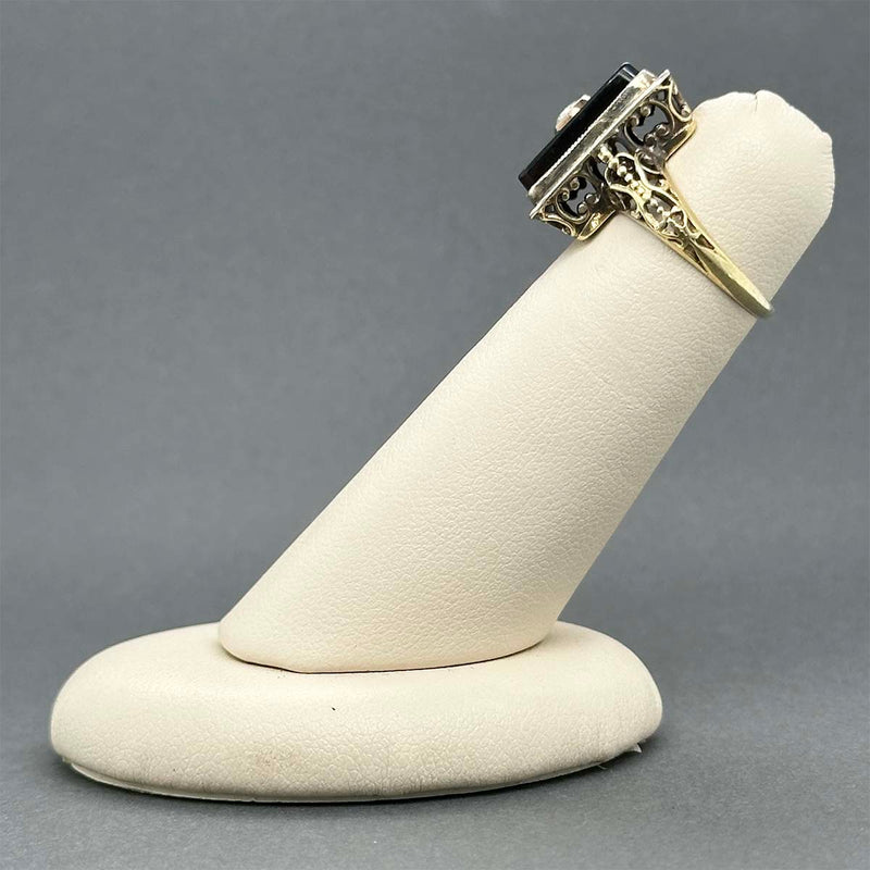 Estate 14K Y Gold Art Deco 2.68ct Onyx & 0.12ct Diamond Ring