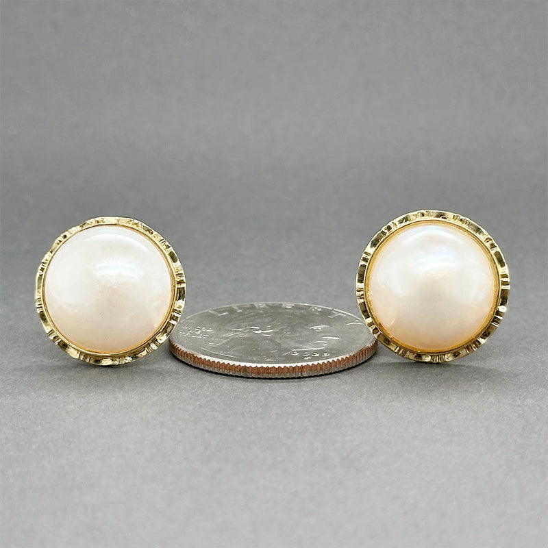 Estate 14K Y Gold Mabe Pearl Earrings