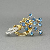 Estate 18K Y Gold & Plat 4.17ctw Sapphire & Diamond Brooch