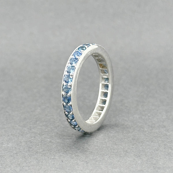 Estate 18K W Gold 1.70ctw Sapphire 3mm Eternity Band