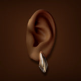 Estate 14K Y Gold Scalloped Teardrop Hoop Earrings