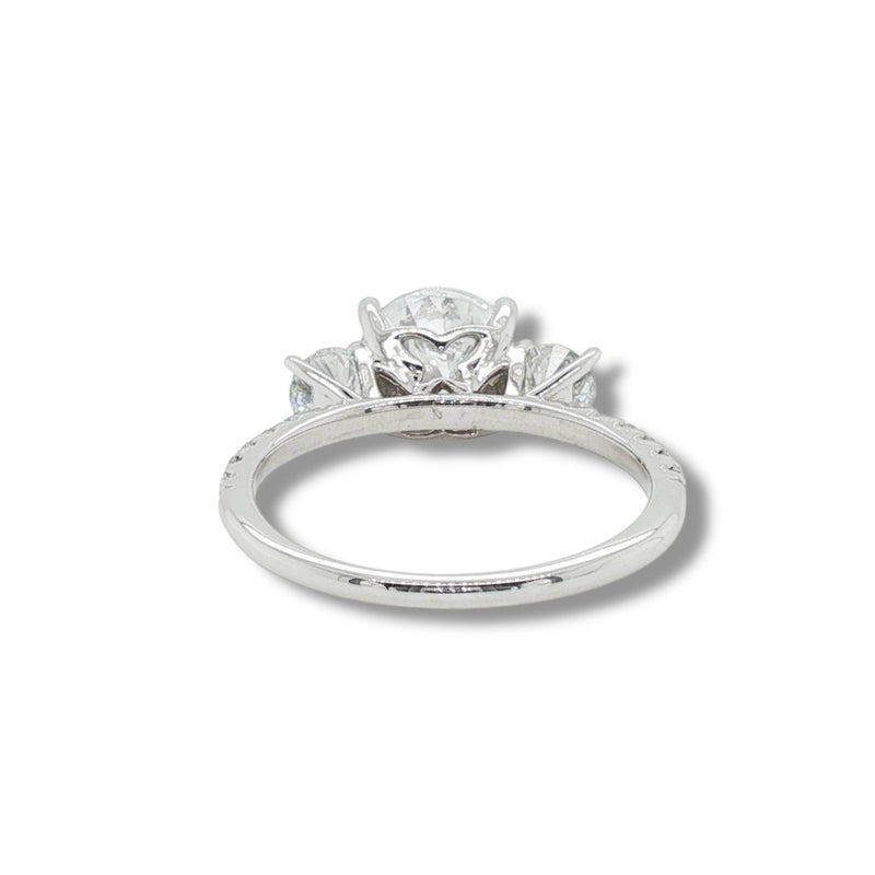14K W Gold 0.68ctw H/ I1 3 Stone Diamond Engagement Ring Mounting