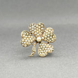 Estate Victorian 10K Y Gold Seed Pearl Clover Pin