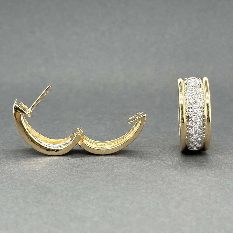 Estate 14K TT Gold 0.58ctw H/SI2-I1 Diamond Huggie Earrings