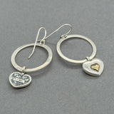 Estate SS 14 Heart Circle Dangle Earrings