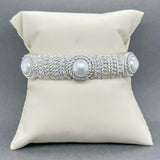 Estate Judith Ripka SS CZ & Pearl Cuff Bracelet